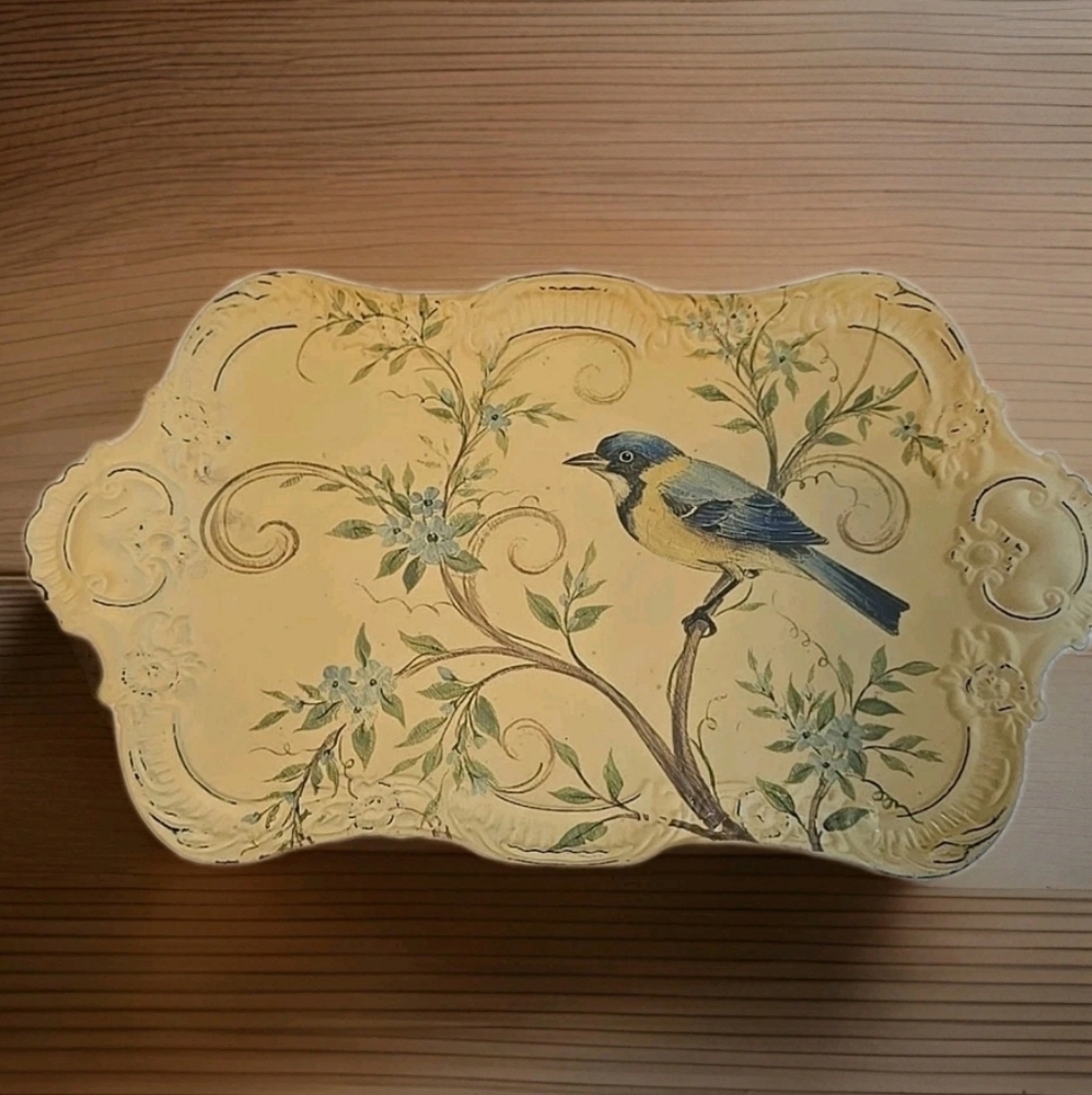 Serving Tray with Bird Theme Metal Pier One
